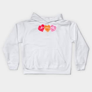 Valentine Hearts with sayings Kids Hoodie